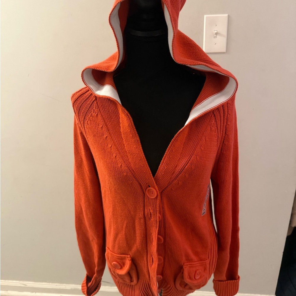 Old Navy Women's Bright Orange Hooded Cardigan